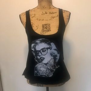 Sassy flirty hip Tattoo’ed Marilyn Monroe Tank
